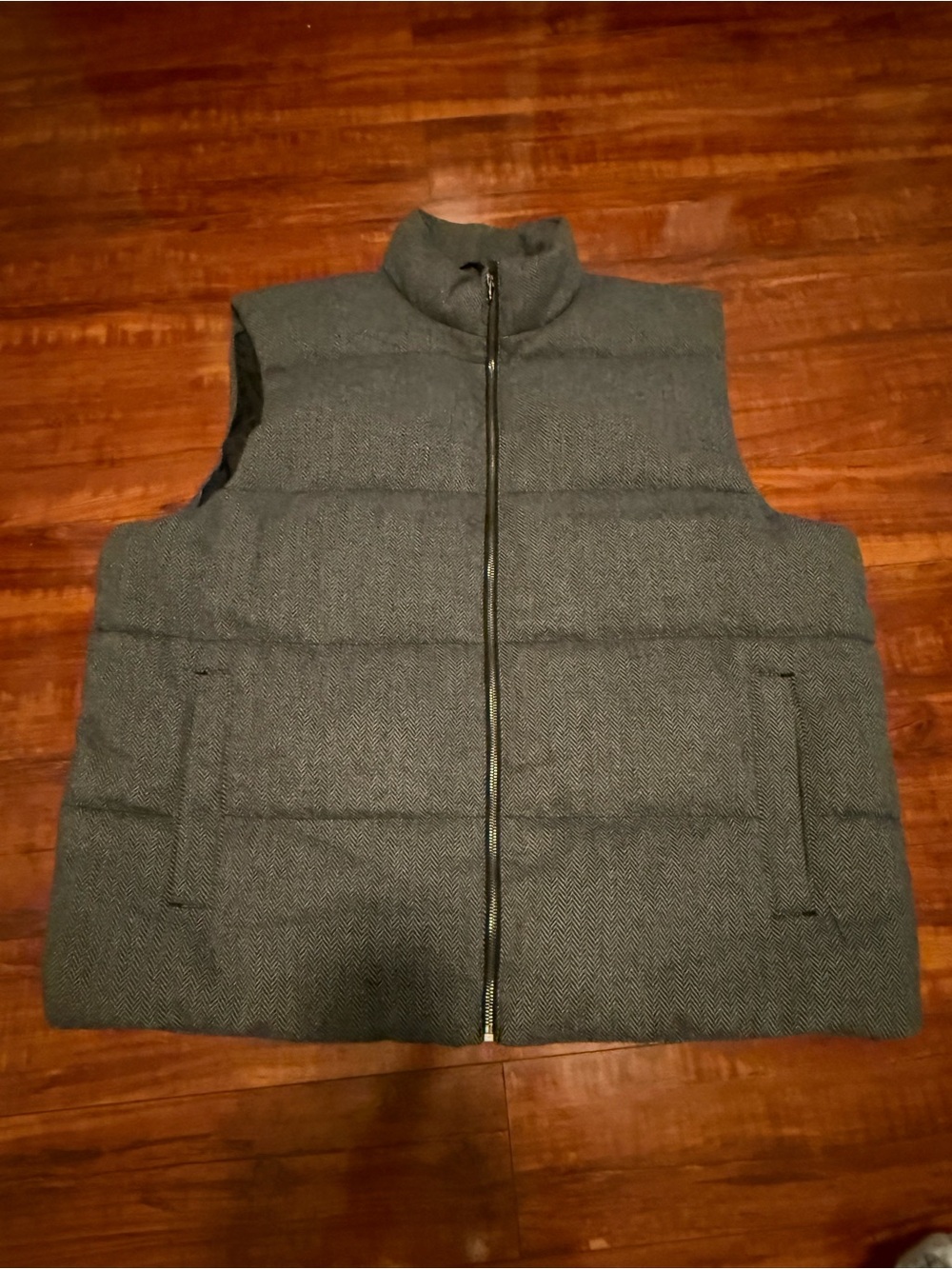 Old Navy Charcoal Quilted Herringbone Zip-Front Vest